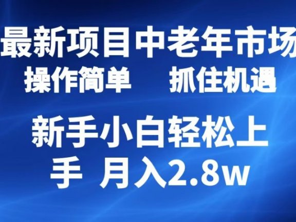 2024最新项目，中老年市场，起号简单，7条作品涨粉4000+，单月变现2.8w
