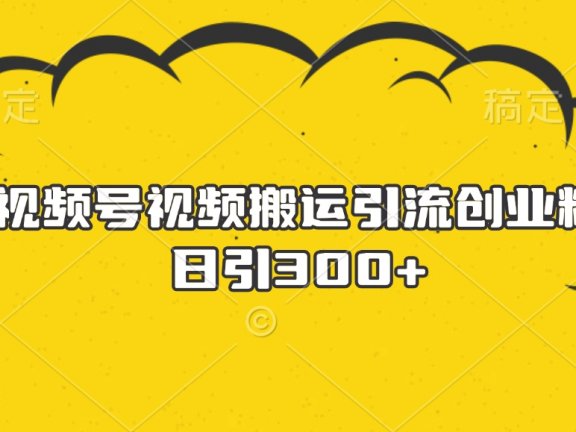 视频号视频搬运引流创业粉，日引300+